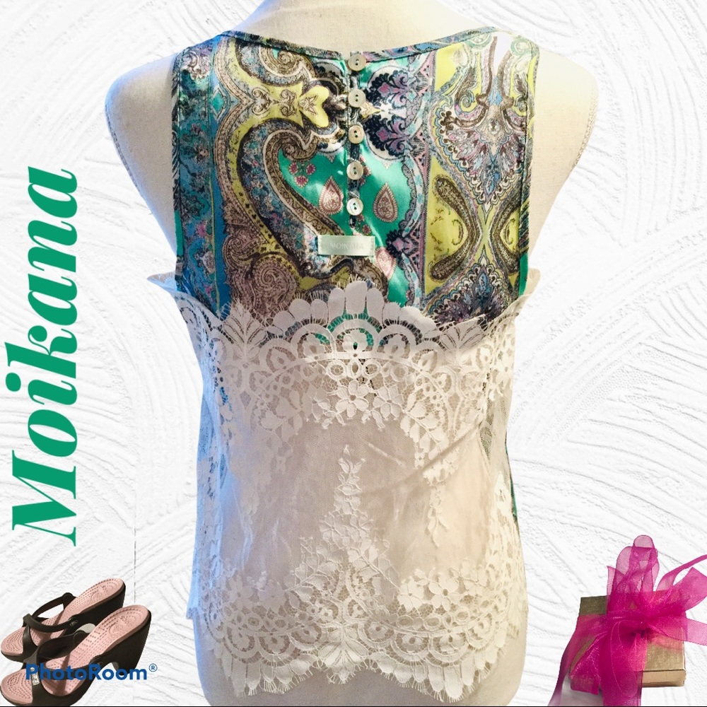 Moikana Satin Lace Tank Top.